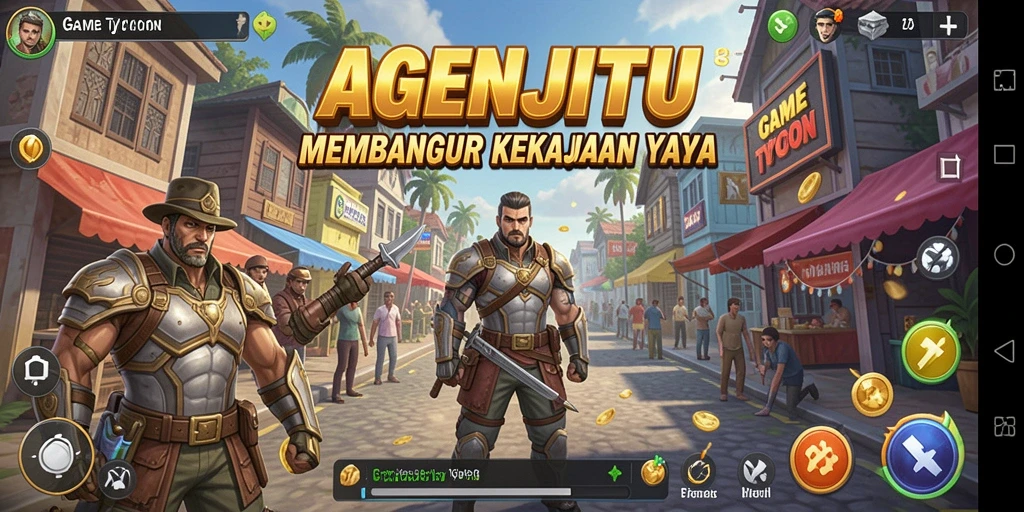 Screenshot AGENJITU menampilkan aksi seru dalam membangun kerajaan bisnis.