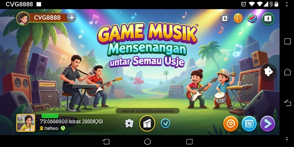 Screenshot gameplay CVG8888 menunjukkan pengalaman bermain musik yang seru.