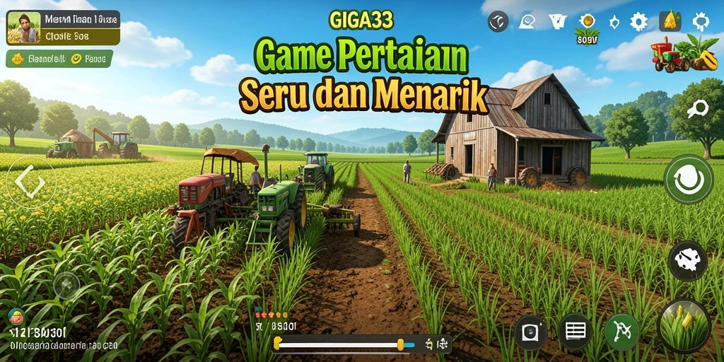 Screenshot GIGA33 menampilkan gameplay bertani yang menarik.