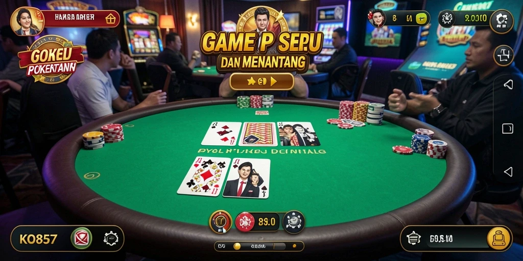 Screenshot dari gameplay KO857 yang menunjukkan aksi poker yang mendebarkan.