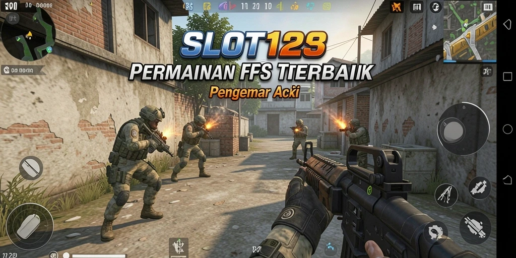 Tangkapan layar SLOT123 menunjukkan aksi gameplay FPS yang intens dan seru.