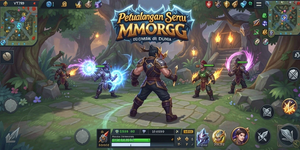 Tangkapan layar gameplay VT789 menunjukkan pertempuran seru di dunia MMORPG.