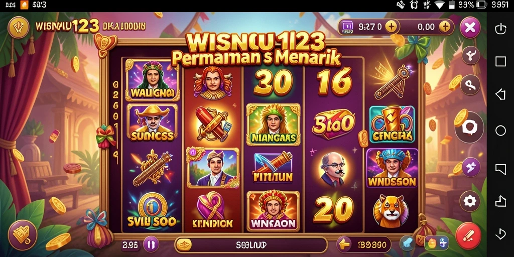 Tampilan gameplay Slot yang menarik dan penuh warna di WISNU123.